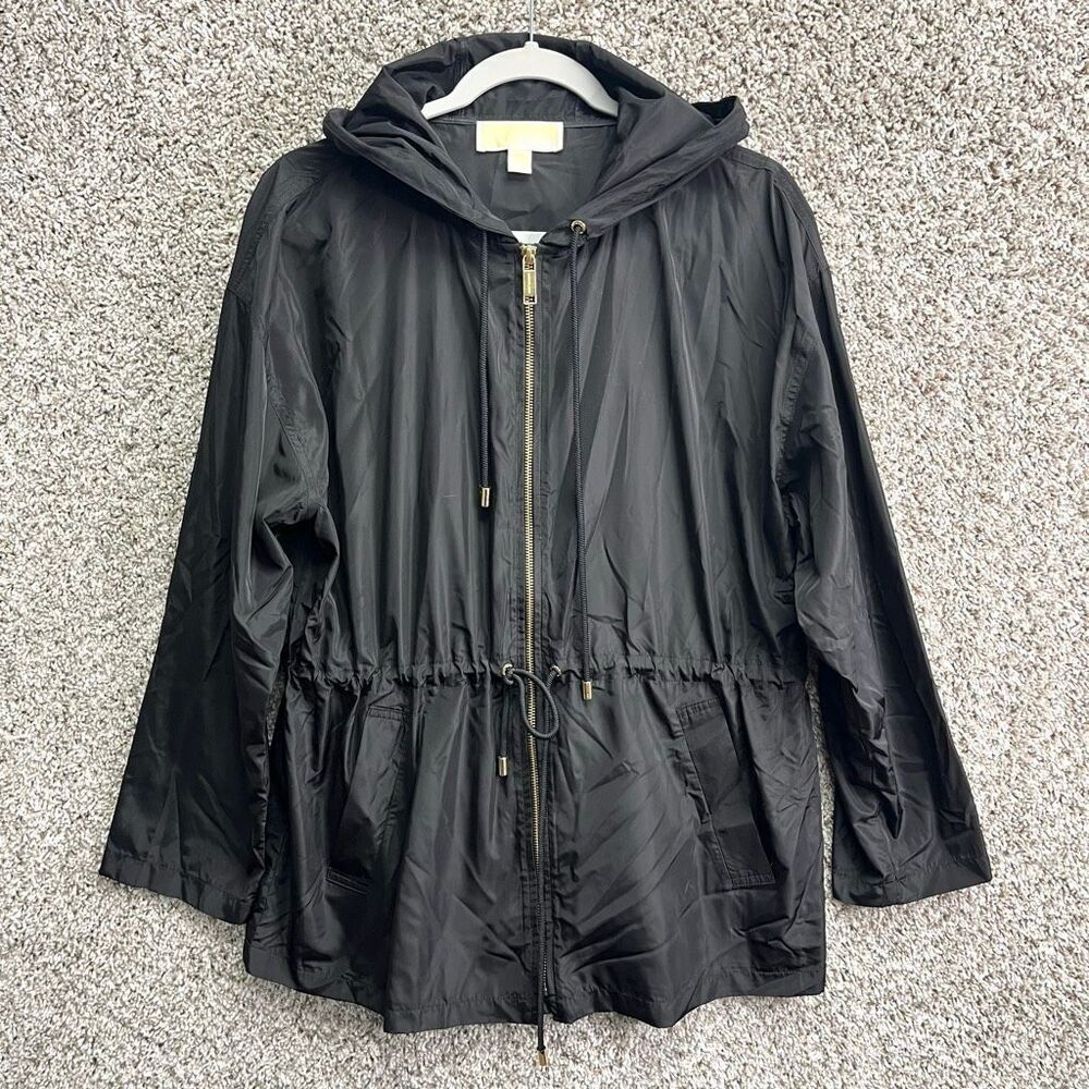 MICHAEL Michael Kors Jacket‎ Women’s Large Black Zip Up Anorak with Hood